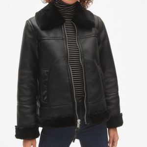 Gap Faux-Fur Trim Moto Jacket